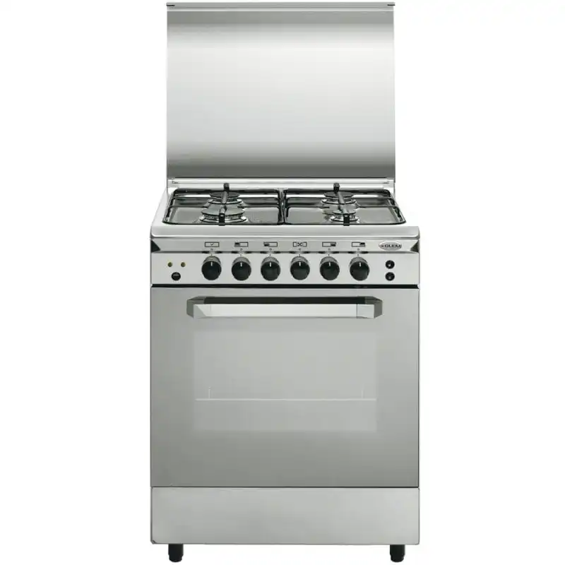 Vitrokitchen UN55IB Cocina de Gas Butano 4 Zonas + Horno Inox
