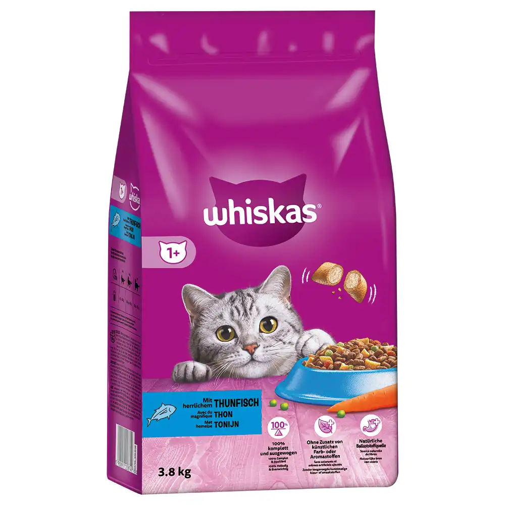 Whiskas 2 x 3,8 kg pienso para gatos en pack mixto de prueba - Pollo y atún