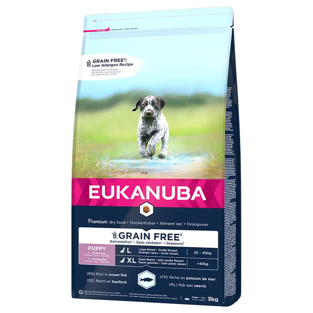 Eukanuba Grain Free Puppy razas grandes con salmón - 3 kg