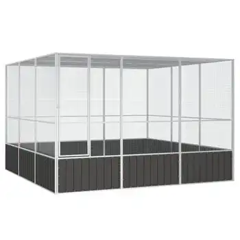 Jaula Pájaros Acero Galvanizado Antracita 302,5x324,5x211,5 Cm Vidaxl