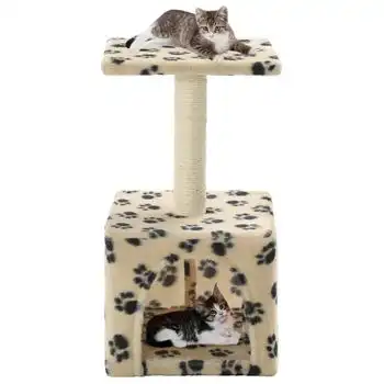 Rascador Para Gatos Con Poste De Sisal 55 Cm Huellas Beige