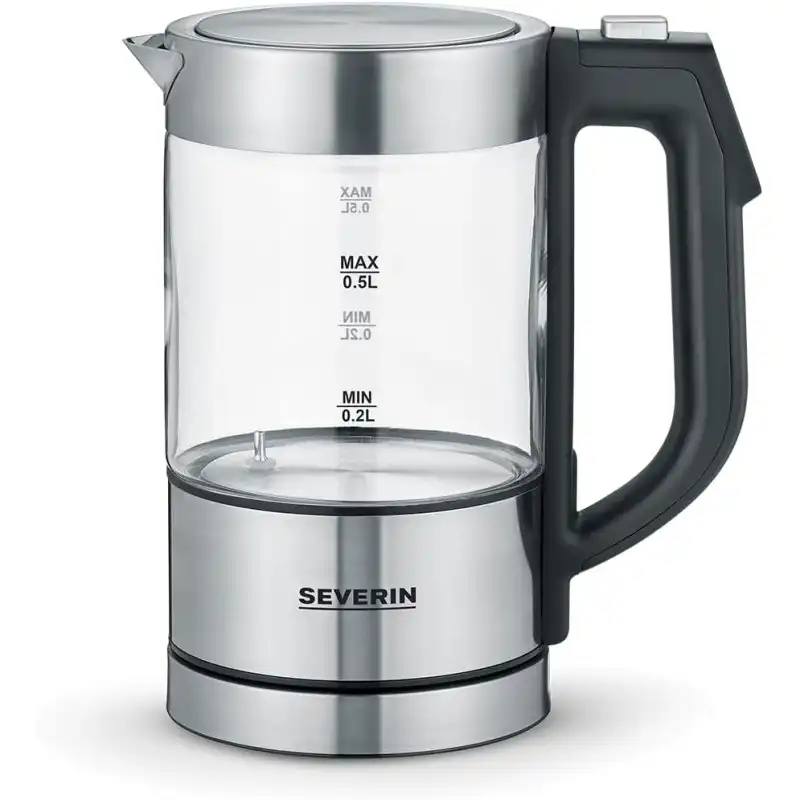 Severin WK 3458 Hervidor de Agua con Ajuste de Temperatura 0.5L 1100W Acero Inox / Cristal