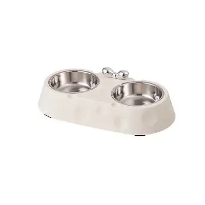 UAMLY Juego de cuencos dobles de acero inoxidable para gatos - blanco - Uamly - Comparador de precios