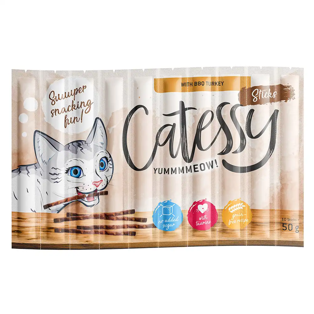 Catessy Sticks 10 x 5 g snacks para gatos - Pavo a la barbacoa