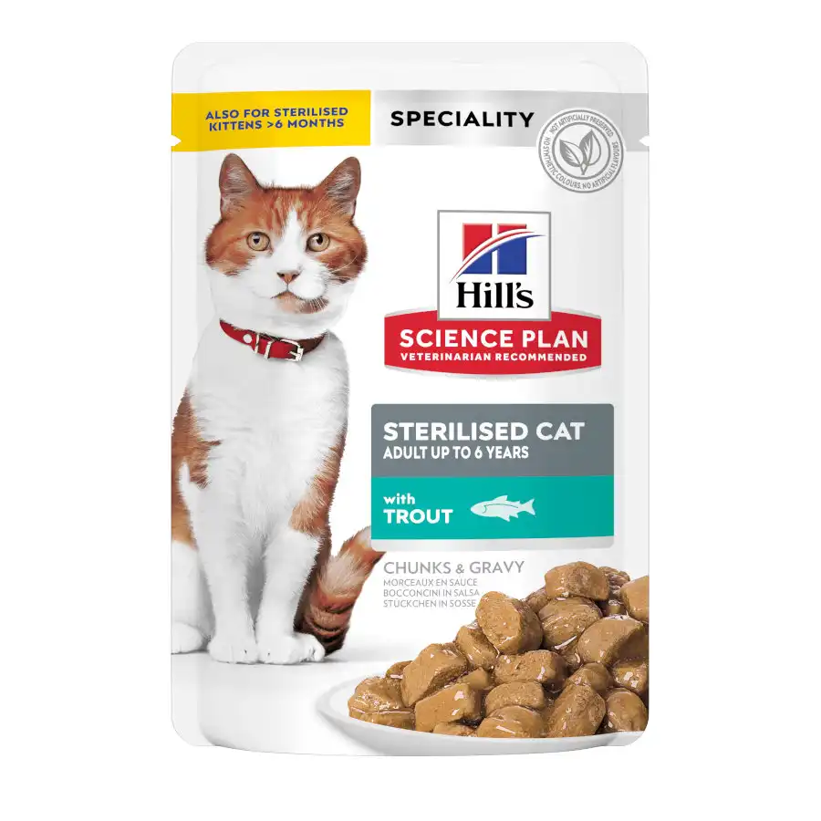Hill's Science Plan Sterilised Young Adult Trucha Sobre en Salsa para gatos - 85 g - Hills - Comparador de precios