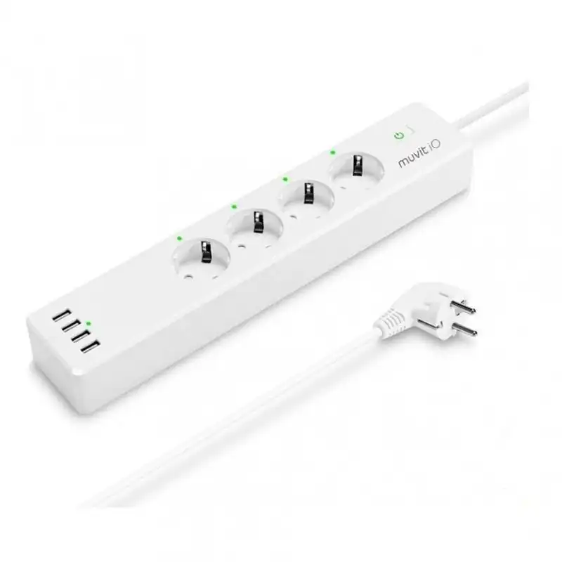 Muvit iO Regleta Inteligente WiFi 4 Tomas + 4 Puertos USB Blanca