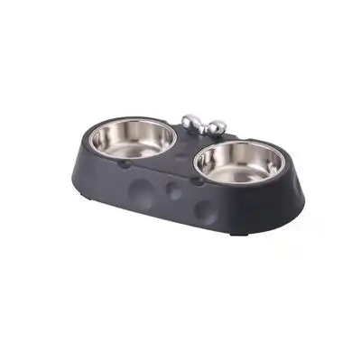UAMLY Juego de cuencos dobles de acero inoxidable para gatos - negro - Uamly - Comparador de precios