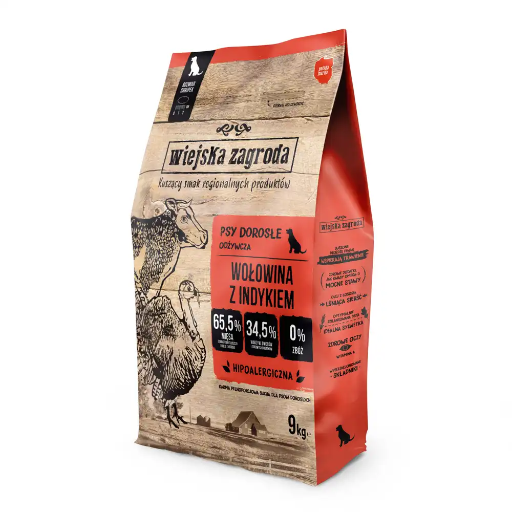 Wiejska Zagroda Vacuno con pavo pienso para perros - 9 kg