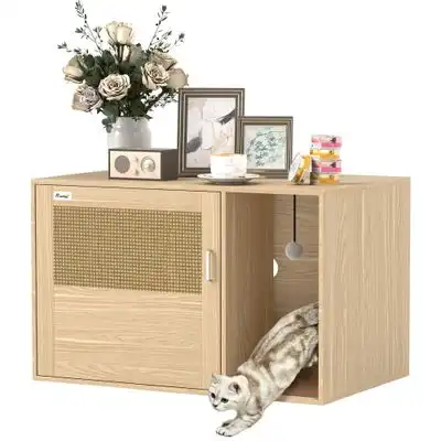 PawHut Mueble Arenero 80x50x50 cm Roble - 1 Article - PawHut - Comparador de precios