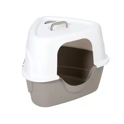 Arenero cubierto Basics para gatos - gris / blanco - Zooplus Basics - Comparador de precios