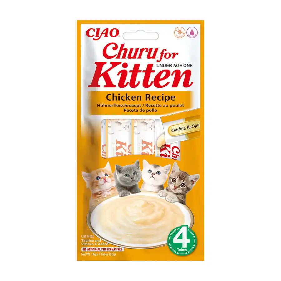 Churu Snack Cremoso Pollo para gatitos - 4 Sobres x 14 g - Churu - Comparador de precios
