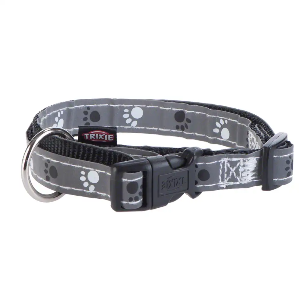 Collar Trixie gris reflectante para perros - S - M: 30 - 45 cm perímetro del cuello, 15 mm de ancho