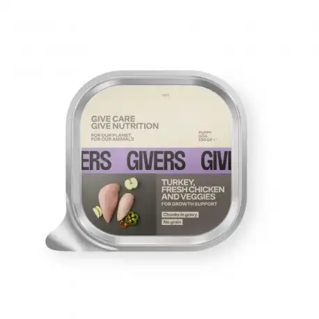 Givers Comida Húmeda Natural Para Cachorros con Pavo, Pollo y Vegetales, 1 x 150 gr - Givers - Comparador de precios