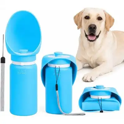 HausPets Botella agua plegable silicona perros, 550 ml, BPA, prueba fugas - Azul - HausPets - Comparador de precios