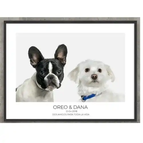 MascoZoom retrato realista personalizado mark 2 mascotas con marco de madera negro - Mascozoom - Comparador de precios