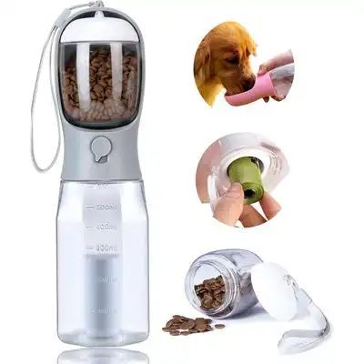 UAMLY Botella de agua para perros con recipiente para comida - gris, 1 unidad, 600 ml - Uamly - Comparador de precios