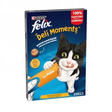 0.04 KG 4 sobres x 10 g Purina Felix Deli Moments con Pollo Snack líquido para gatos - Felix - Comparador de precios