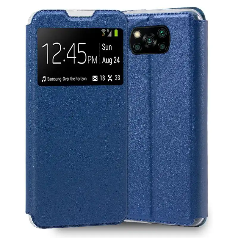 Cool Funda Flip Cover Liso Azul para Xiaomi Pocophone X3