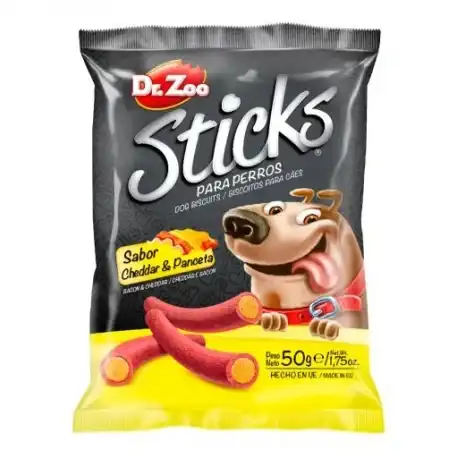 Dr.Zoo Sticks Snack para Perros Sabor Cheddar y Panceta, 1 x 50 gr - Dr. Zoo - Comparador de precios