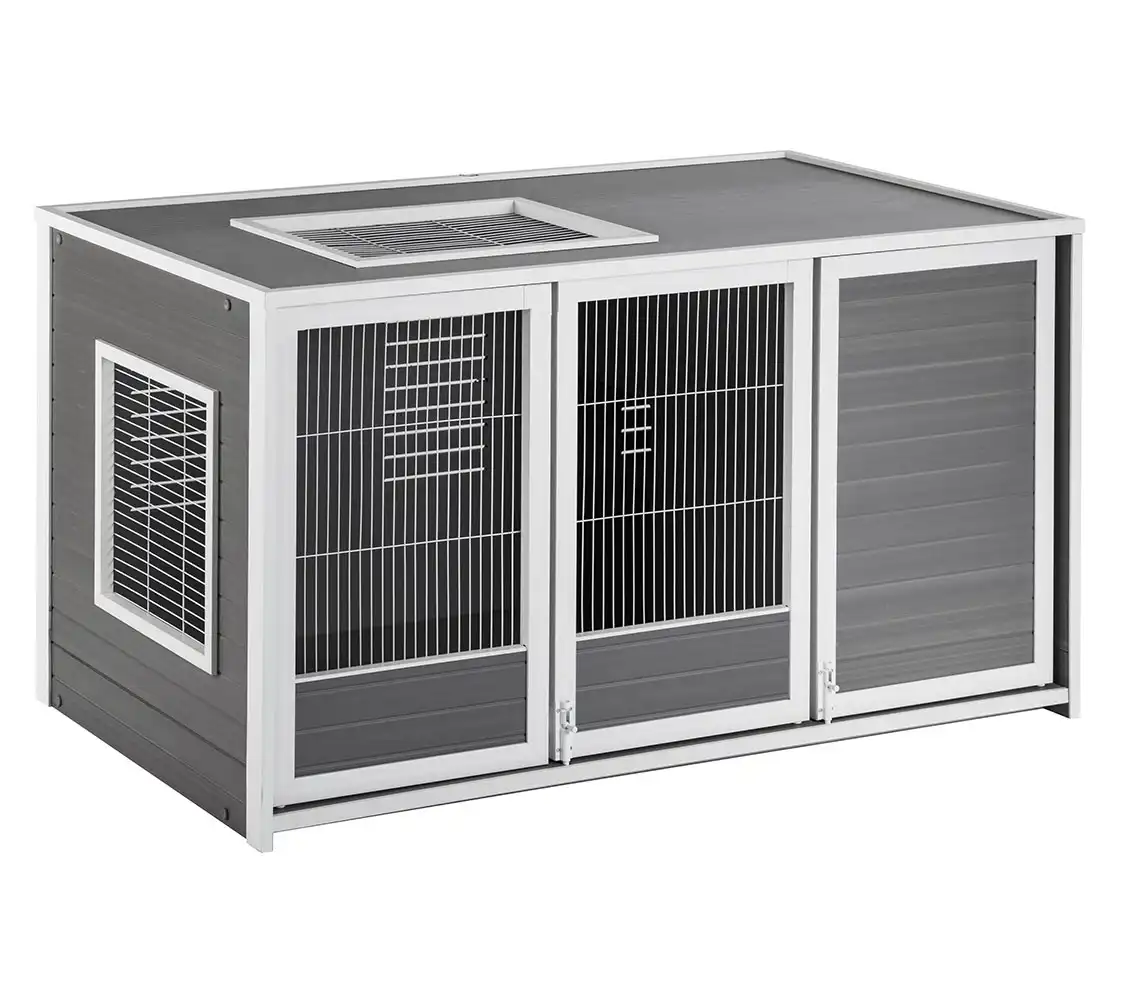 FINCA CASAREJO Conejera Nantes con madriguera y tres puertas de acceso para Conejos y cobayas - 124.7 cm x 68.7 cm x 67.5 cm - Finca Casarejo - Comparador de precios