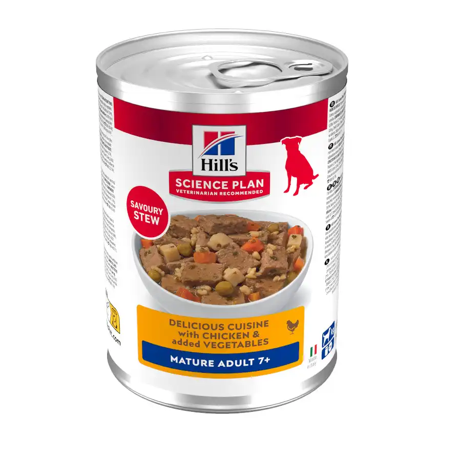 Hill's Science Plan Mature Estofado con pollo y verduras lata para perros - 363 g - Hills - Comparador de precios