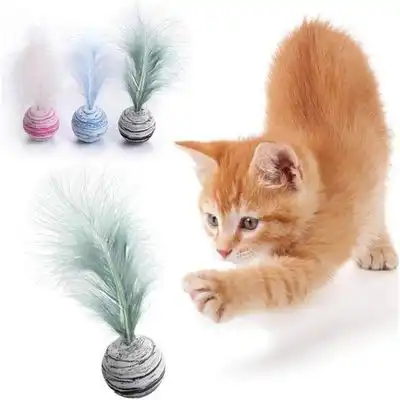 IntiMeg Juego de 3 bolas de plumas para gatos - 3 piezas: 4,1 × 13 cm - IntiMeg - Comparador de precios