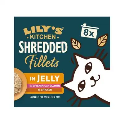 Lily's Kitchen Filetes Desmenuzados para Gatos 8 x 70 g - Pack mixto en gelatina (2 variedades) - Lilys Kitchen - Comparador de precios