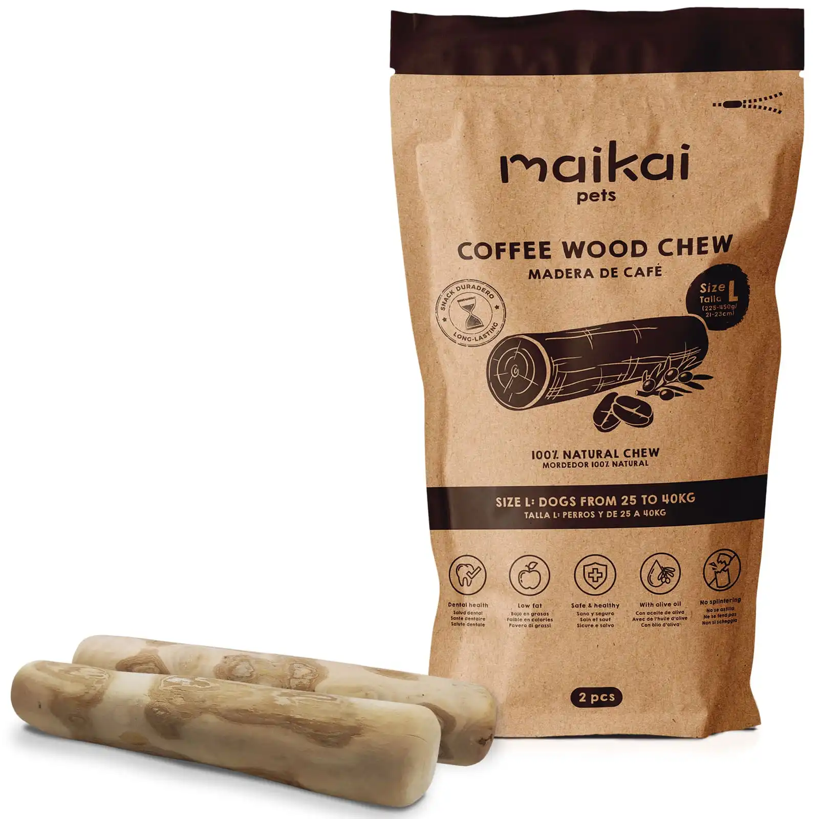 MAIKAI PETS Madera Café Natural Mordedor Natural para perros - 16 x 22 x 6 cm - MAIKAI PETS - Comparador de precios