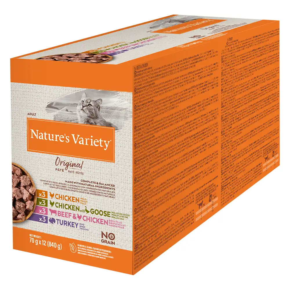 Nature's Variety Original Paté No Grain 12 x 70 g para gatos - Pack mixto (Pollo, pollo y ganso, vacuno y pollo, pavo) - Nature’s Variety - Comparador de precios