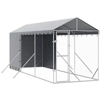 vidaXL Perrera de exterior con toldo acero galvanizado plata 2x6x2,5 m - VIDAXL - Comparador de precios