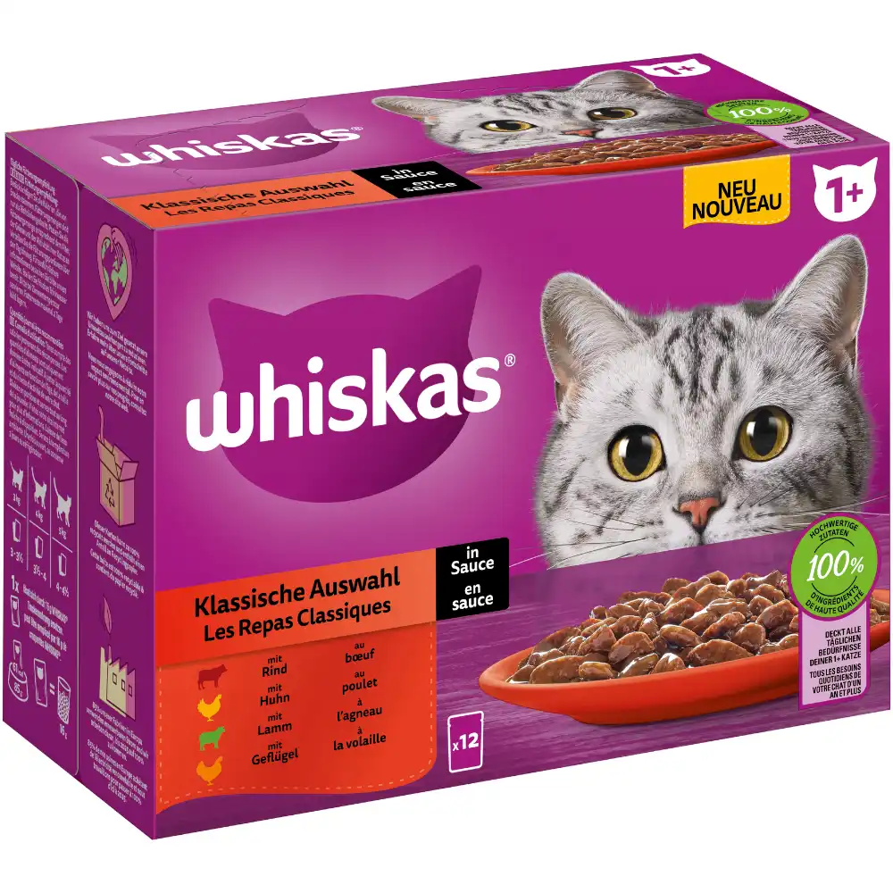 Whiskas 1+ años 12 x 85 g en bolsitas - Selección clásica en salsa (12 x 85 g)