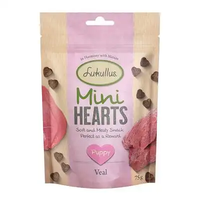 75 g Lukullus Puppy «Mini Hearts» snacks con ternera (sin cereales) - 75 g - Lukullus - Comparador de precios