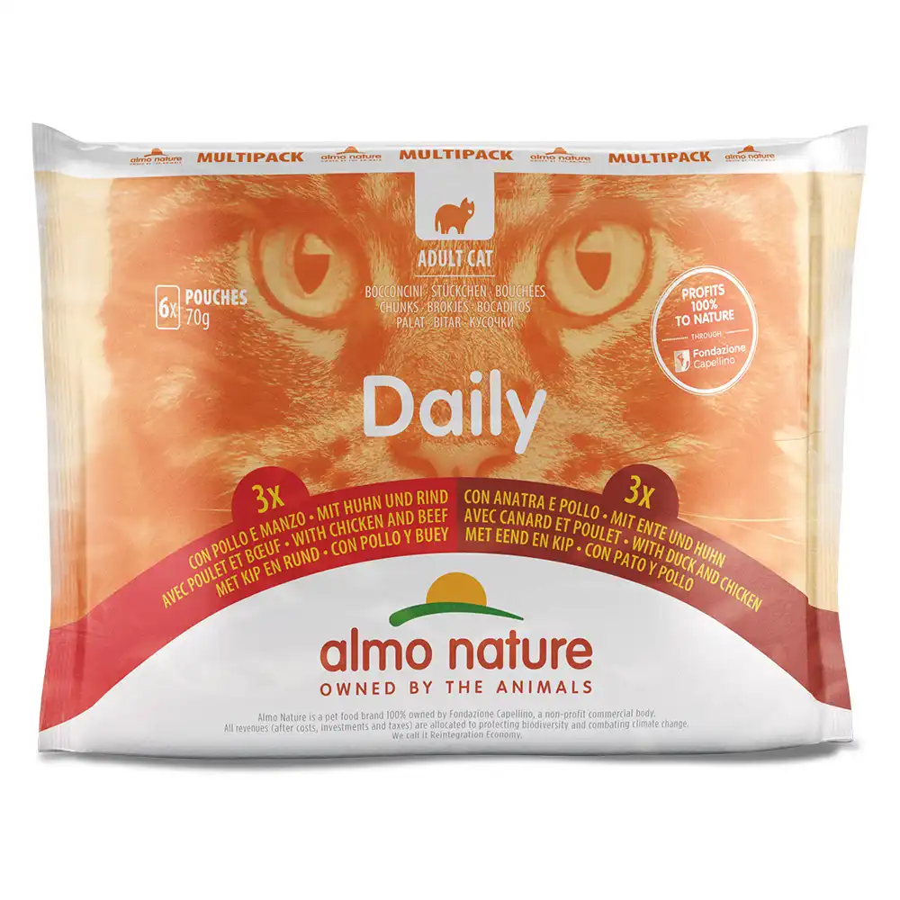 Almo Nature Daily Menu 6 x 70 g - Pack mixto: pollo y vacuno, pato y pollo