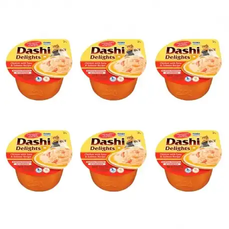 Churu Dashi Delights Comida Húmeda en Caldo con Pollo Atún y Salmón, 6x70 gr - Churu - Comparador de precios