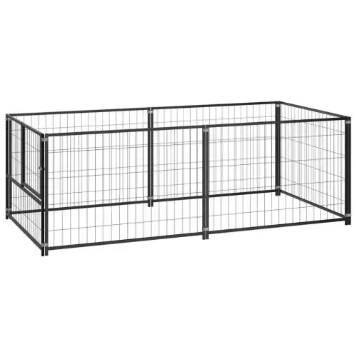 VidaXL Perrera De Acero Negra - VIDAXL - Comparador de precios