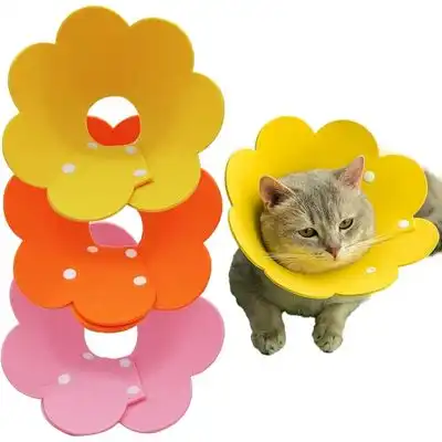 ZooVenture Collares de convalecencia con diseño de gato y flor (3 piezas) - Juego de 3 piezas: Amarillo + Naranja + Rosa - Zooventure - Comparador de precios