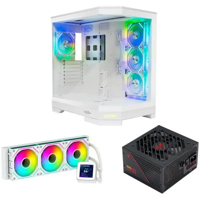 Abysm Pack DANUBE SAVA H600 Blanca + Morpheo GX5 1000W 80 Plus Gold + Abysm Oceanic LCD 360 White