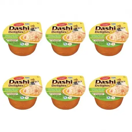 Churu Dashi Delights Comida Húmeda en Caldo con Pollo Atún y Vieira, 6x70 gr - Churu - Comparador de precios
