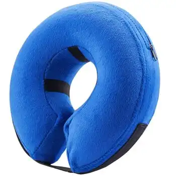 Collar Inflable Protector Y De Recuperación Para Perros Y Gatos Azul S Bencmate