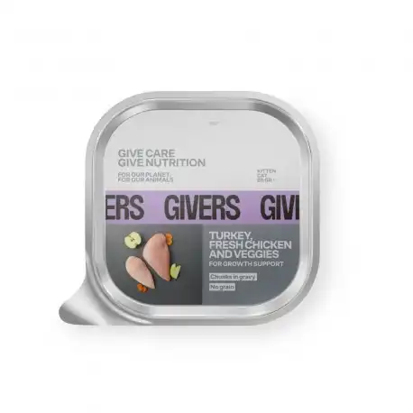Givers Comida Húmeda Natural Para Gatitos con Pavo, Pollo y Vegetales, 1 x 85 gr - Givers - Comparador de precios