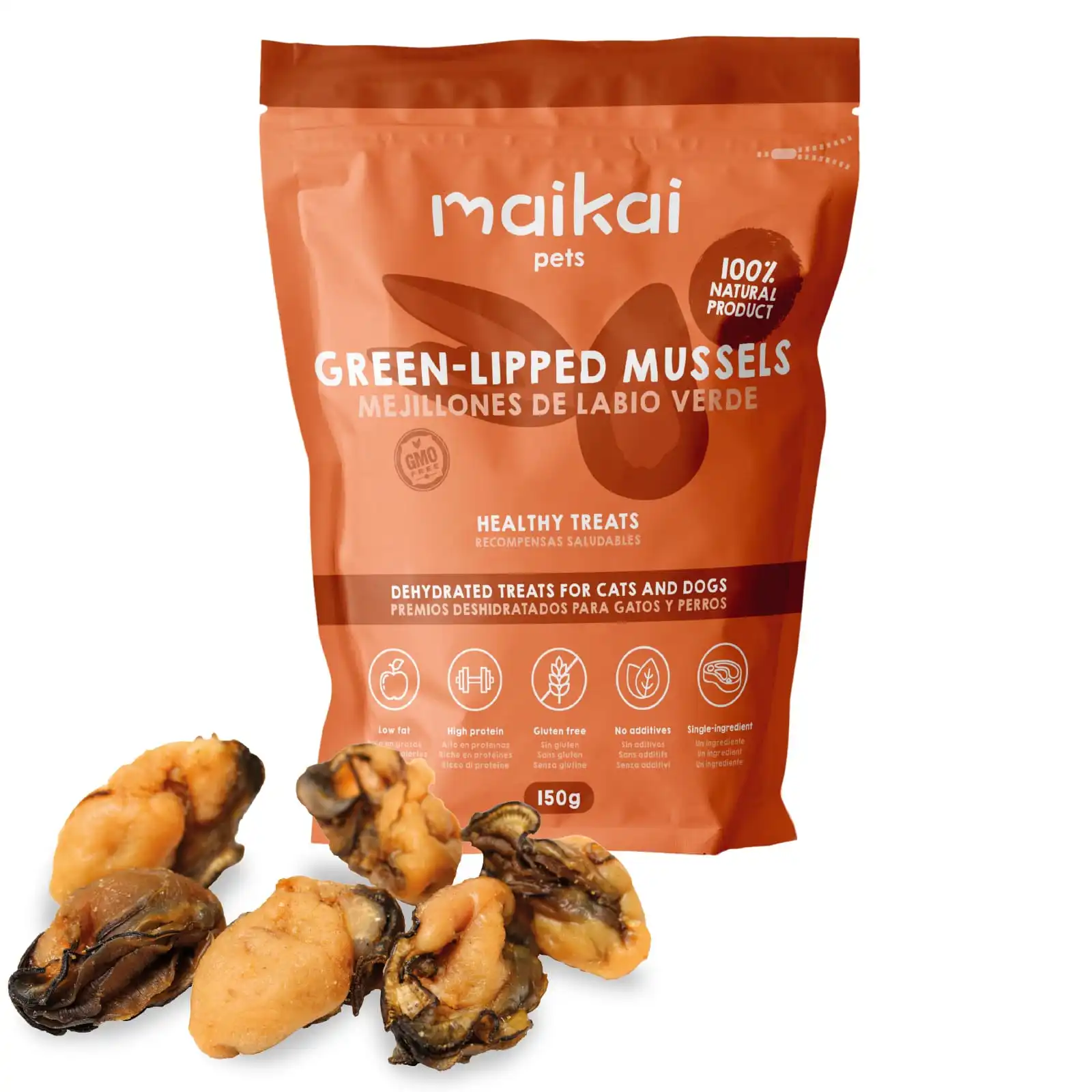 MAIKAI PETS Mejillones de Labio Verde Snack para perros y gatos - 150 g - MAIKAI PETS - Comparador de precios