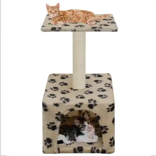 Rascador con poste para gatos color Beige Huellas - VIDAXL - Comparador de precios