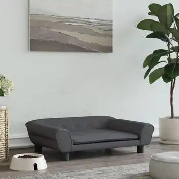 Cama Para Perros De Terciopelo Gris Oscuro 70x48x22 Cm