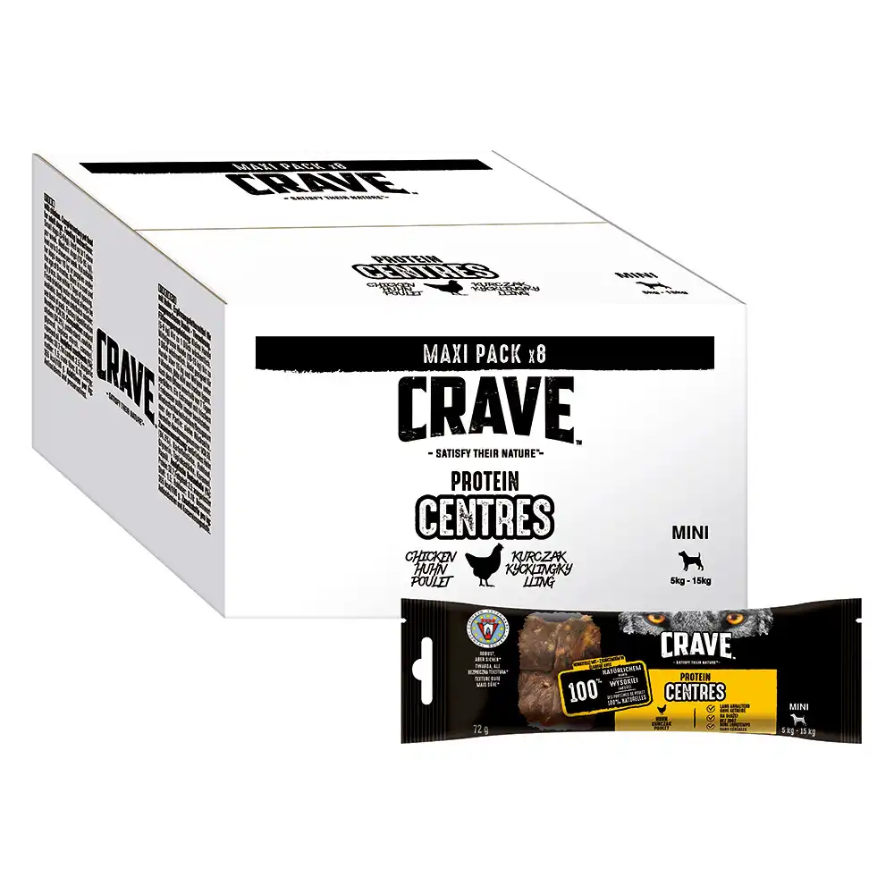 Crave Protein Centres Mini snacks para perros -  8 x 72 g pollo - Pack Ahorro