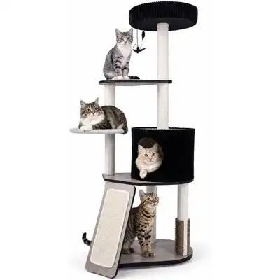 GIANTEX 155 cm Gran Torre de Gatos Multinivel con Postes Rascadores y Rampa - 1 Árbol - Giantex - Comparador de precios