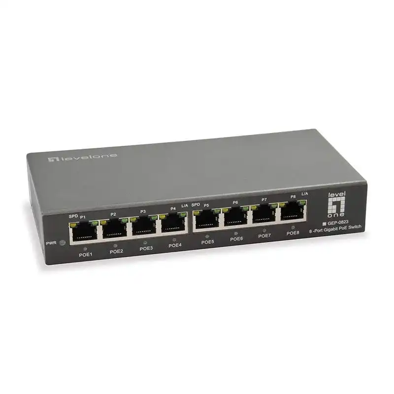 LevelOne GEP-0823 Switch 8 Puertos Gigabit PoE Negro