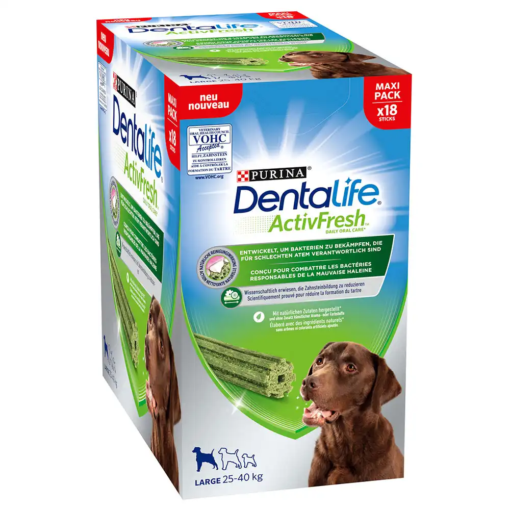 Purina Dentalife snacks dentales para perros ¡con un 25 % de descuento! - Active Fresh para perros grandes (18 barritas)