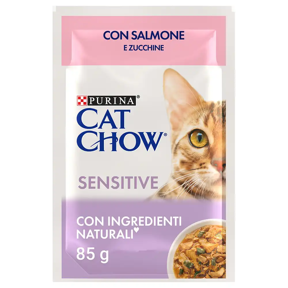 Cat Chow 26 x 85 g comida húmeda para gatos - Sensitive salmón y calabacín - Cat Chow - Comparador de precios