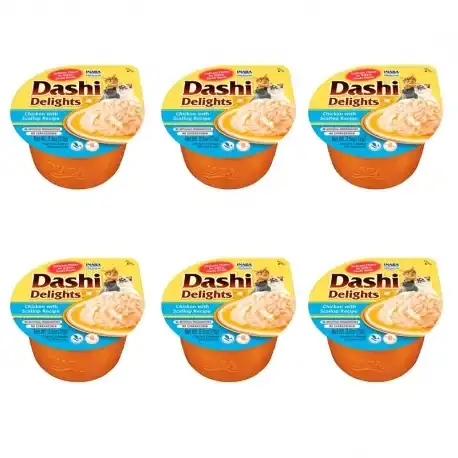 Churu Dashi Delights Comida Húmeda en Caldo con Pollo y Vieiras, 6x70 gr - Churu - Comparador de precios