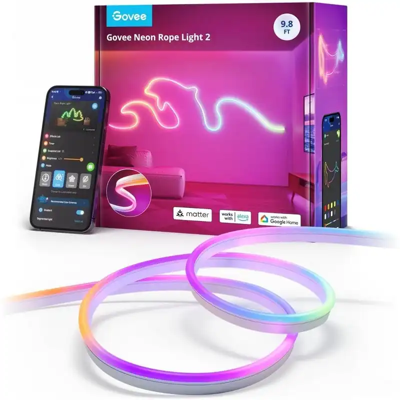 Govee Neon Rope Light 2 Tira LED Inteligente RGBIC Wi-Fi/Bluetooth 3m Blanca